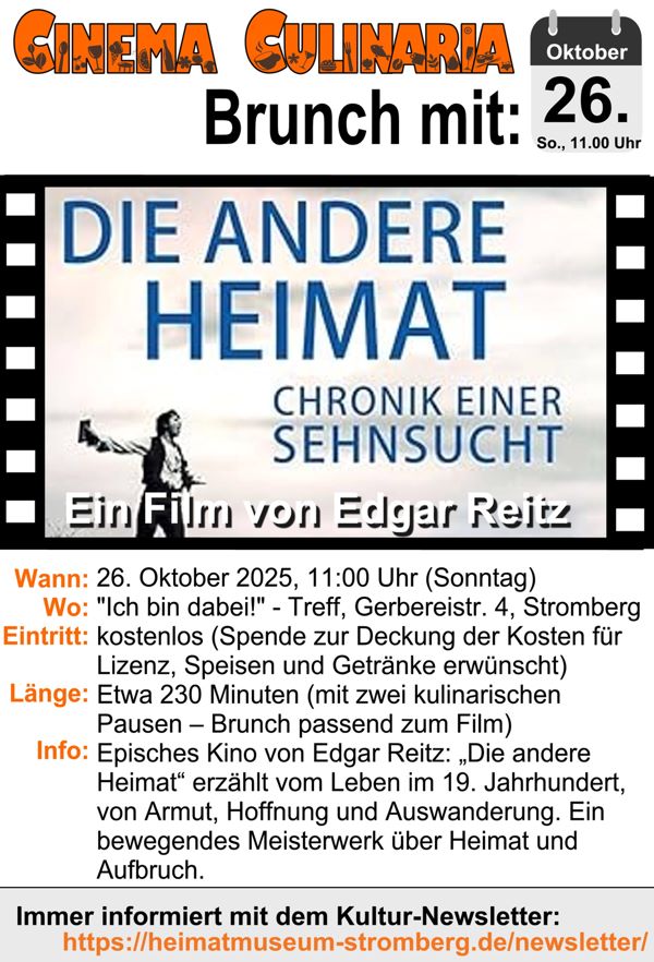 Flyer zum Cinema Culinaria Brunch-Event: Die andere Heimat